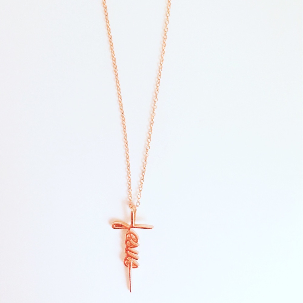 14k Rose Gold Vermeil Jesus Cross Charm Necklace